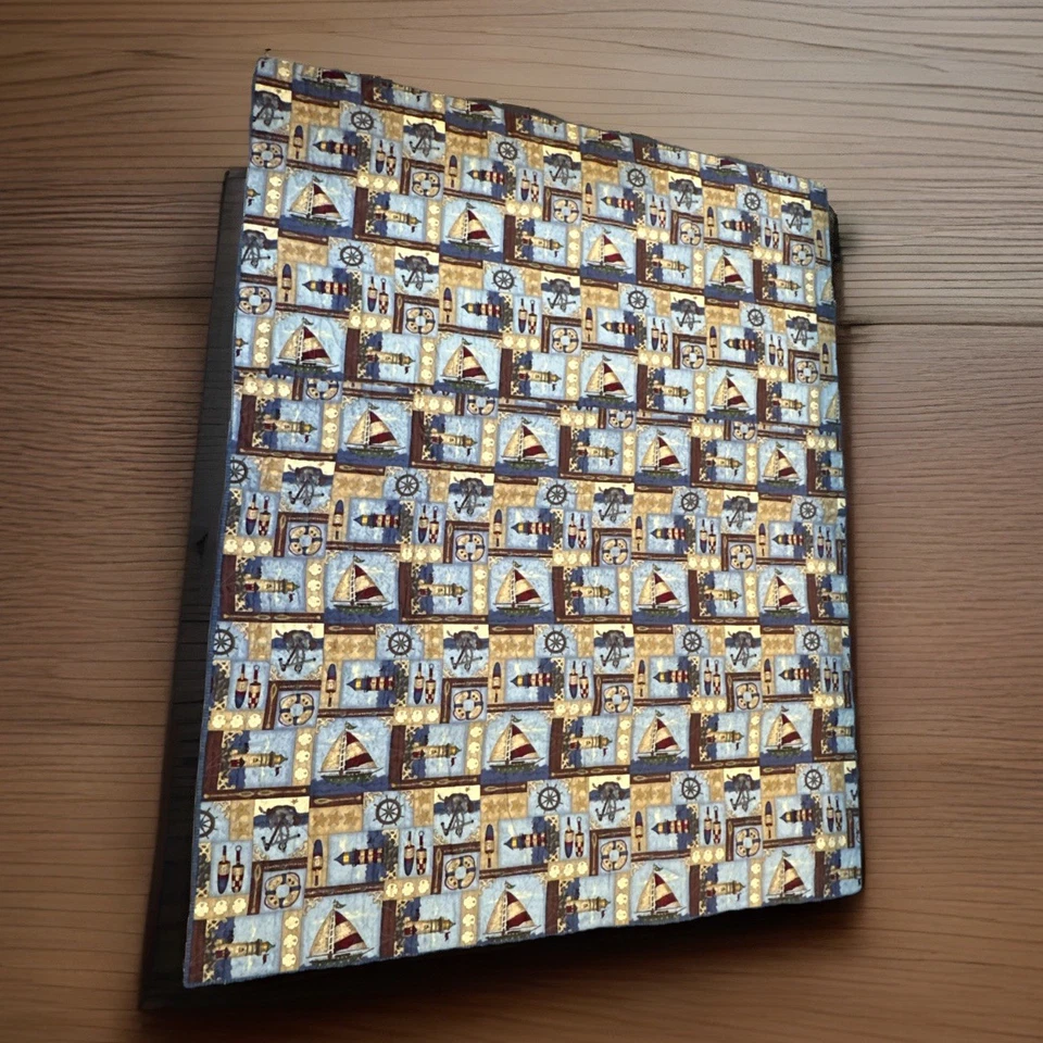 Handmade Sailing & Lighthouse Quilt 70x55 Nautical Vacation - Image 4 of 4