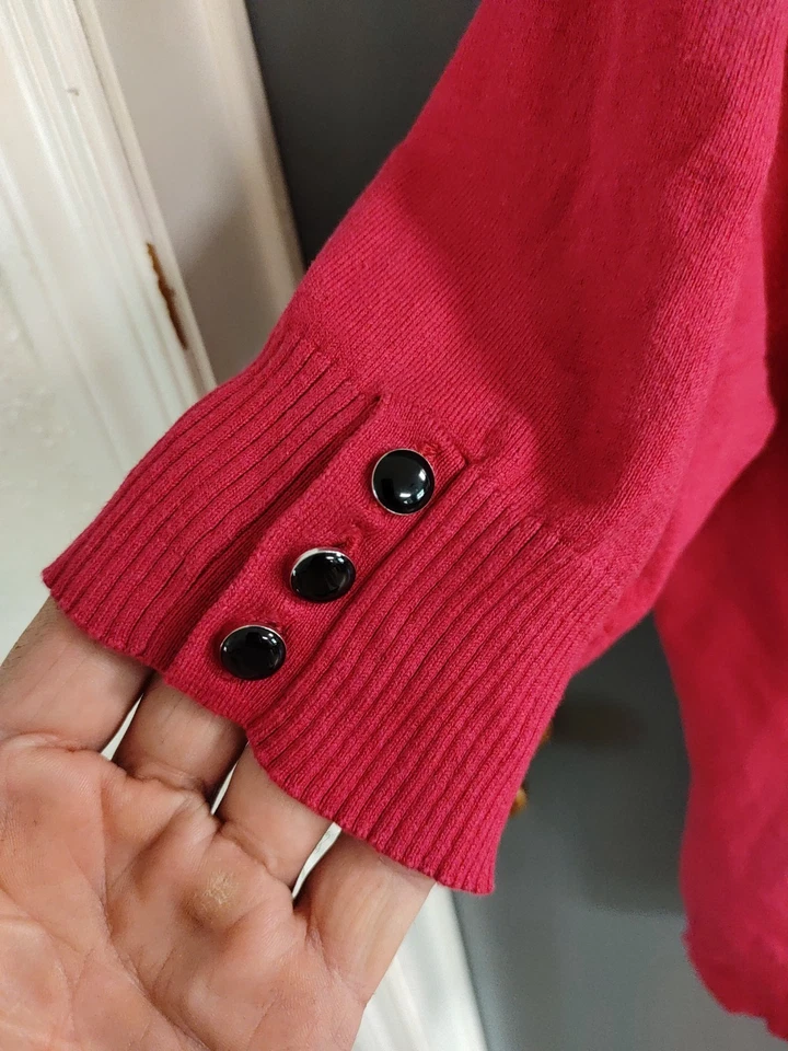 Camisa Top Banana Republic Para Mujer XL Granate Elástica Pullover Acento Botones Foto 3 de 4