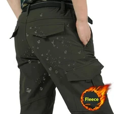 Men's Winter Pants Thermal Fleece Lined Elasticated Work Cargo Combat Trousers
