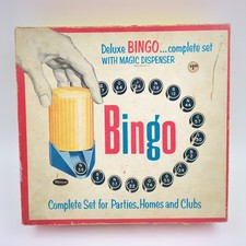 Vintage 1957 Whitman Deluxe BINGO Game Set with Magic Dispenser  60 Cards No