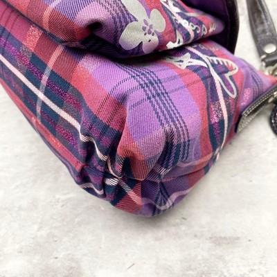 RARE COACH POPPY Plaid Y2K Crossbody Shoulder Bag Pink Purple