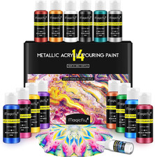 Metallic Pouring Acrylic Paint 14 Colours/60Ml with Silicone Oil, Pre-Mixed High