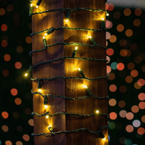 100 Light LED Christmas Mini Light Set, Patio Light, Warm White, Green Wire, 50’ - Picture 3 of 48