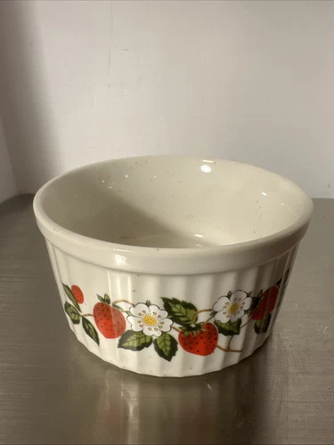 Vintage Sheffield Strawberries  n Cream Ramekin Dish Bowl Japan 1970s