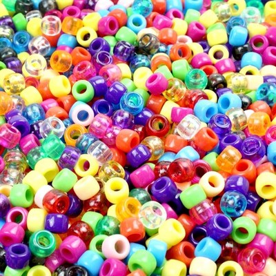 1000pcs Pony Beads with For Beading Large Hole 6x8mm Colorful Clear...