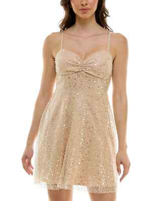 Emerald Sundae Juniors' Glitter Sequin Sleeveless Fit & Flare Dress MSRP $79