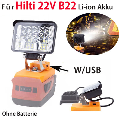 Camping Light LED Arbeitsleuchte Scheinwerfer Für Hilti 22V B22 Akku W/USB Port