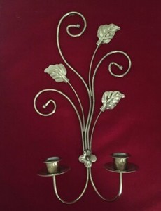 Details About Home Interiors Brass Double Candle Wall Sconce Mcm Stylized Leaves Scrolls