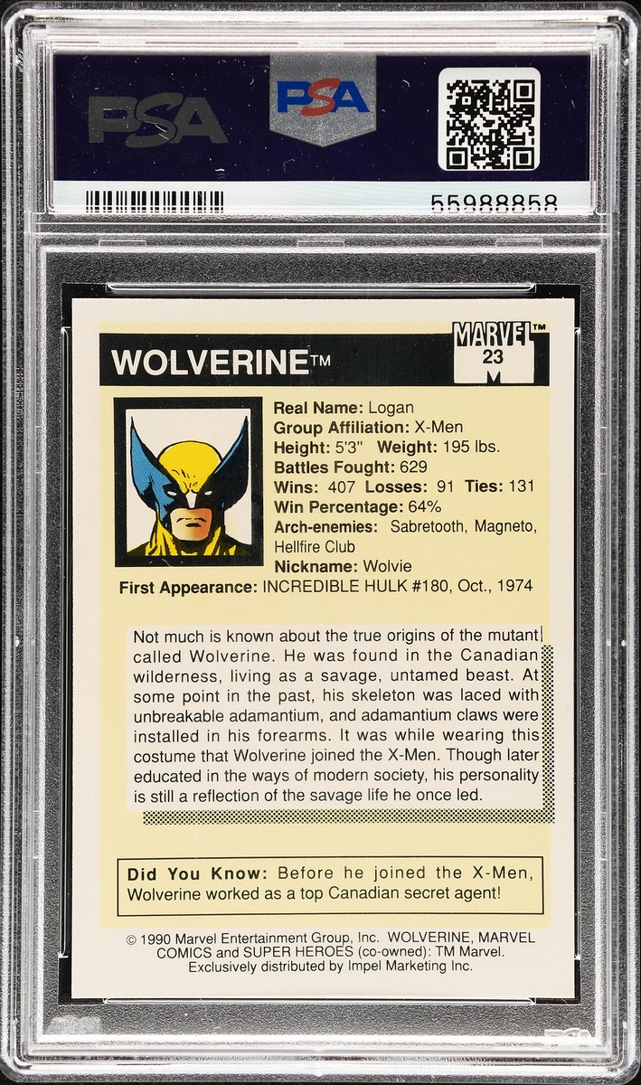 PSA10 1990 Marvel Wolverine ウルヴァリン X-Men Wolverine #10 Impel 1990 Marvel Universe Series 1 graded