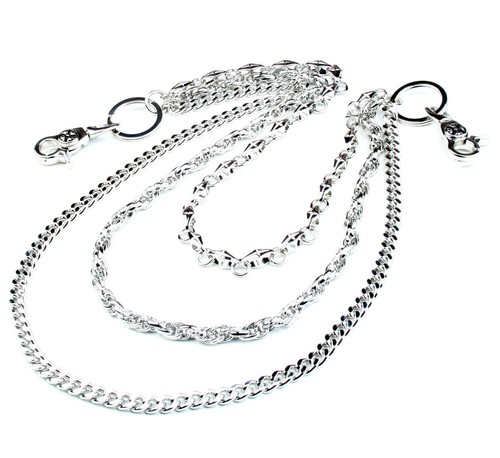 3 Line Combo Link Heavy Trucker Biker Key Jean Wallet Chain (24.5") Silver CS61