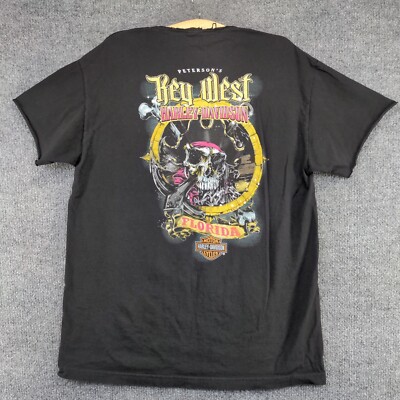 Harley Davidson Motorcycles Men's Key West Florida T-Shirt Black L