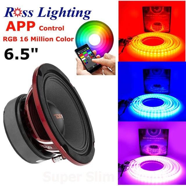 4x 6.5“ Universal Spacer Acrylic RGB Multicolor LED Speaker Rings Audio