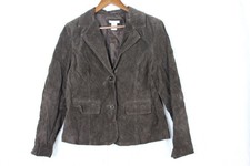 Hannah Womens Size L Blazer Jacket Brown Buttons Pockets 100% Leather