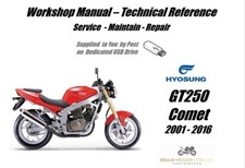 Hyosung GT250 Comet Service Repair Workshop Manual USB 2001 - 2016
