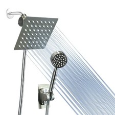 6" Shower Head  Handheld, High Pressure Rainfall Stainless Steel-Square, Chrome