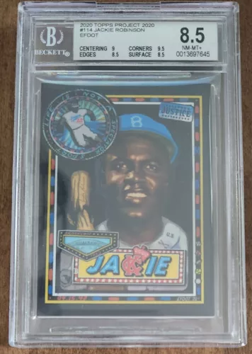 Topps Project 2020 Jackie Robinson EFDOT Art 1952 Topps RC BGS 8.5 NM-Mint Pop 2
