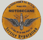 Plaque Bois Vintage 20X20  RONDE  PUBLICITE MOTOBECANE PARIS 14e rge