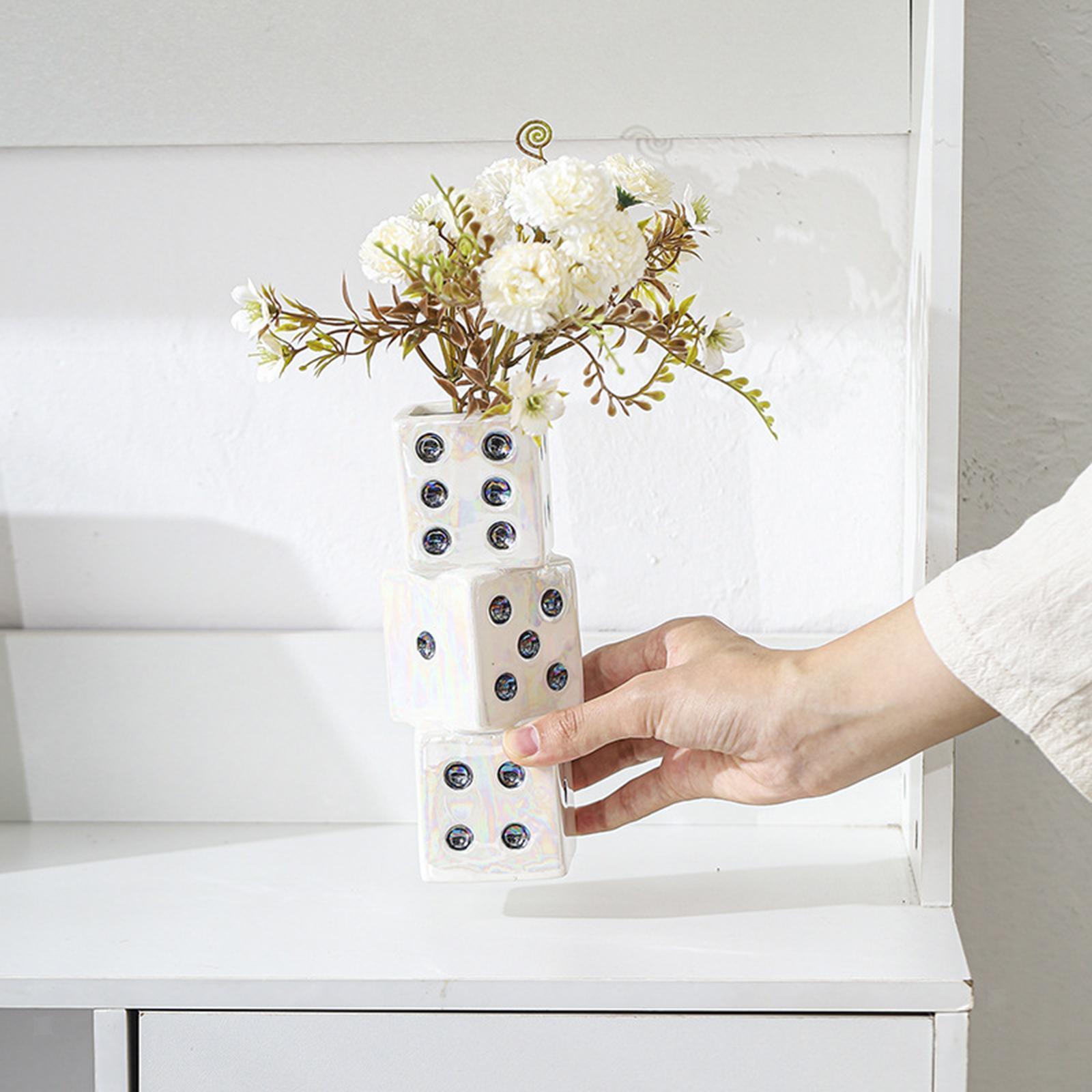 Dice Shaped Flower Vase Decorative Modern Art Vase for Cafe Tabletop Bedroom