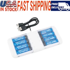 PUJIMAX 1.5V 8-Pack Rechargeable Lithium AA Batteries with Fast Charger 4255mWh