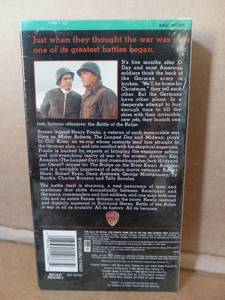 НОВЫЙ ЗАПЕЧАТАННЫЙ - Battle of the Bulge (VHS с wateramark) Генри Фонда - Изображение 2 из 3