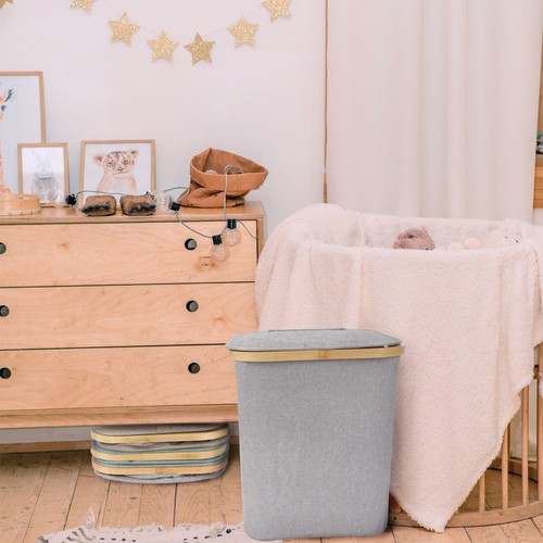 Cesta de lavandería plegable de bambú con tapa - decoración esencial para cualquier habitación - mediana - Imagen 6 de 16