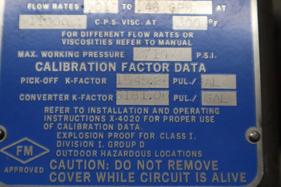 Medidor de engranajes ovalados EMERSON S0-34224-101 caudal 0,1- 0,46 GPM @ 11.000 CPS usado Foto 4 de 4