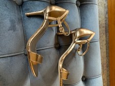 New Michael Kors Simone mid sandals. Size 6 IT 36 Anique gold.  3 inch heel 