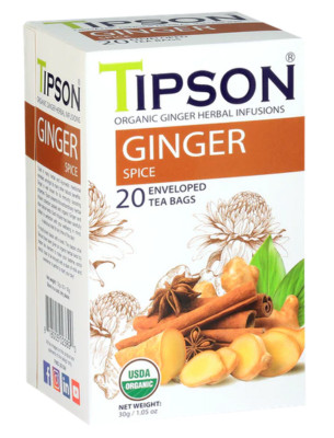 Tipson Organic Ginger with Spice 20 Ceylon Tea Bags - 30gUsed in many herb