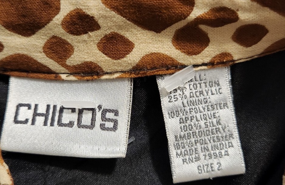 CHICO'S brown patchwork cotton lined jacket size … - image 3