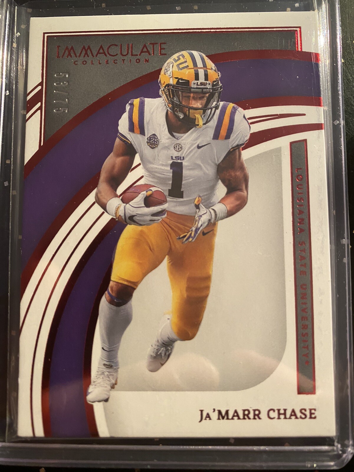 2022 Immaculate Football Ja Marr Chase Red /75 LSU Card # 23 FOTL  Cincinnati