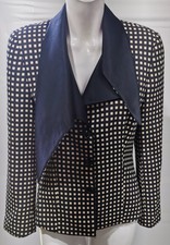 Emporio Armani Blue & Beige Small Square Check Formal Wool Jacket Size 10