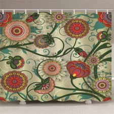 Gorgeous Nice Flowers 3D Shower Curtain Waterproof Fabric Bathroom Decoration