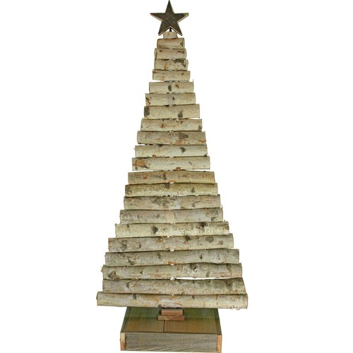 6FT Birch Branch Christmas Tree Wood Stand Included Made of Real Birch Wood Logs - Picture 2 of 7