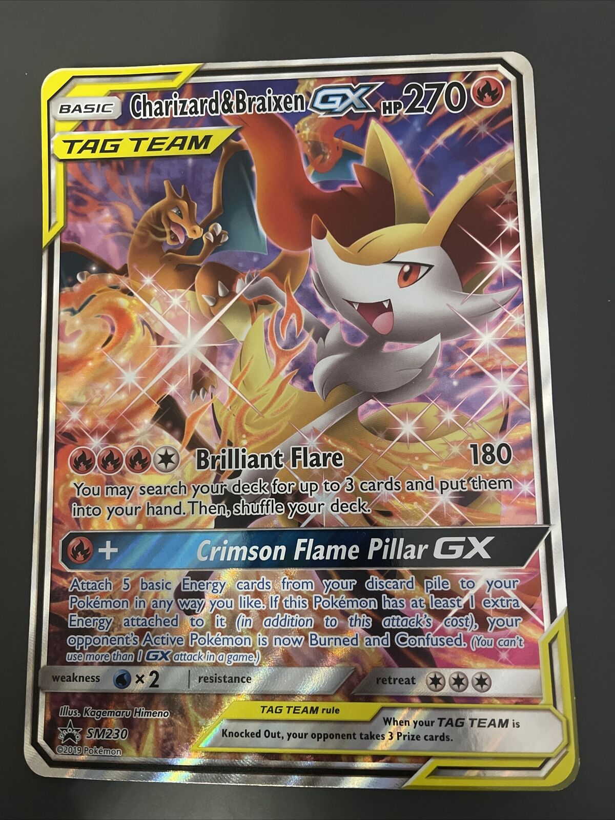 Carta Pokémon Charizard E Braixen Gx Jumbo Extra Grande