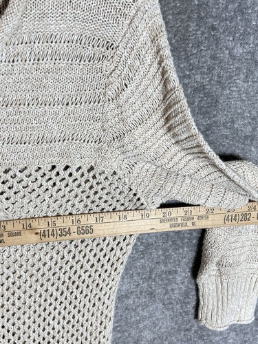 Eddie Bauer Open Knit VNeck Tassel Sweater Top Womens Size XL Beige Linen Cotton - Picture 5 of 6