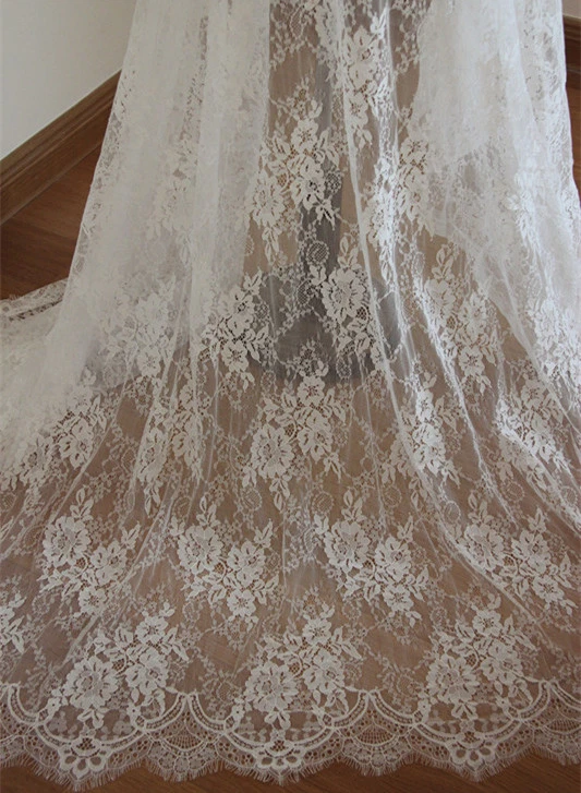 OFF WHITE Costume Abito Da Sposa Bianco Sposo Tessuto Pizzo Velo Lungo 300 cm