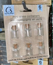 MINI GLASS CONTAINERS With CORK LIDS(6pc)0.05fl. Oz. Crafter’s Square •Bottles•