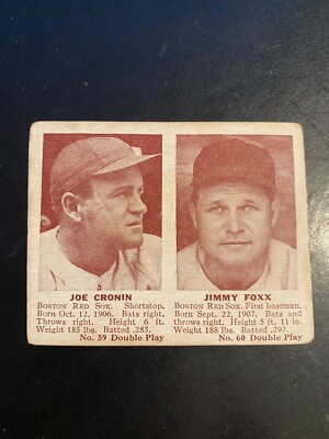 1941 DOUBLE PLAY #59/60 JOE CRONIN!! JIMMY FOXX!! EXTREMELY RARE!!