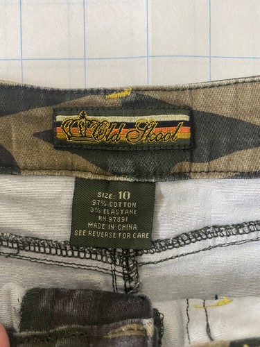Girls Size 10 Skirt Old Skool Green Camouflage Denim with Pockets - Picture 5 of 5