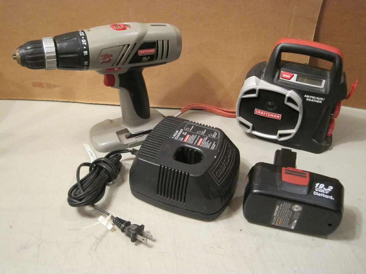 Craftsman 75th Anniversary 19.2 v Drill Am Fm Weaher Radio Battery and Charger