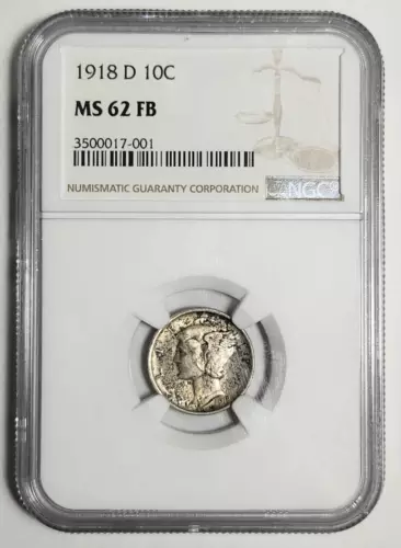 1918 D Mercury Dime NGC MS-62 FB