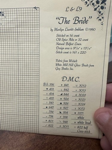Lavender & Lace THE BRIDE Cross Stitch Pattern Chart L&L 9 - Picture 2 of 2