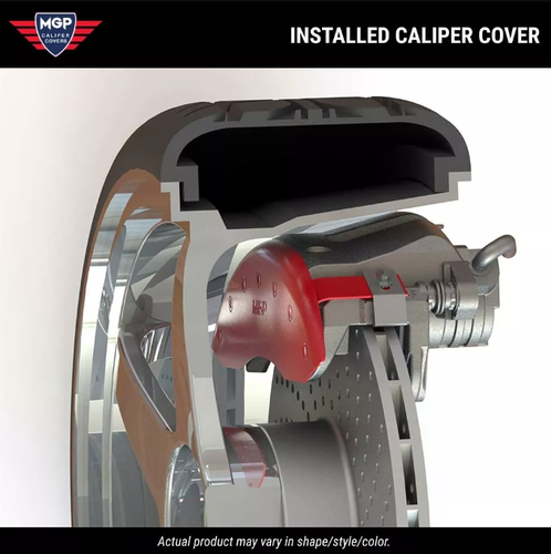MGP Yellow/Red Caliper Covers Front & Rear Set For 2020-2024 Ford Explorer - Picture 10 of 14