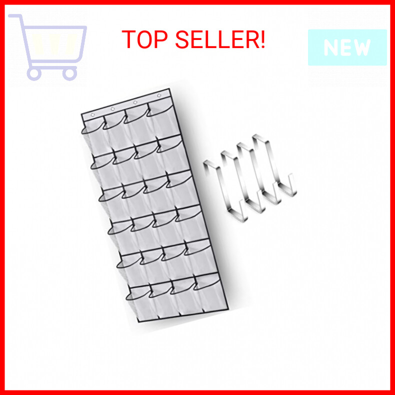MISSLO White Over The Door Shoe Organizer with 24 Large Mesh Pockets-image