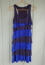 INC International Concepts Womens Dress Tiered Small Navy Blue Stretch Ruffles