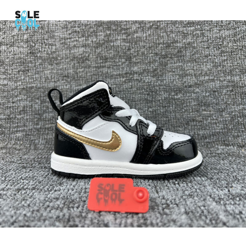 Nike Air Jordan 1 AJ1 Mid SE Patent TD TODDLERS Black Gold Nike Air Jordan 1 AJ1 Mid SE Patent TD TODDLERS Black Gold