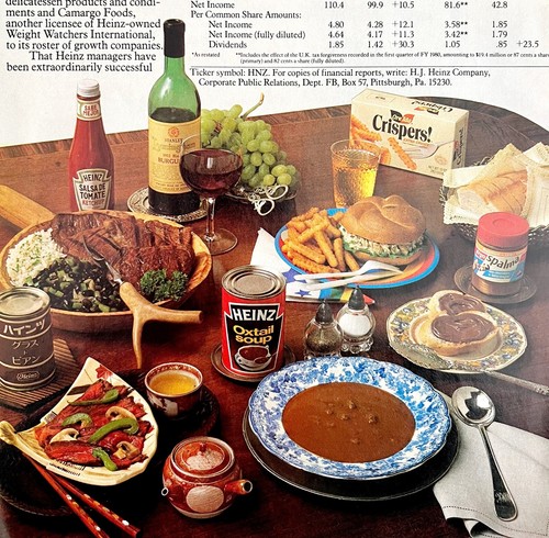 Heinz 1980 Werbung Vintage Essen Gewürze Ketchup Suppe Sammlerstück DWEE26