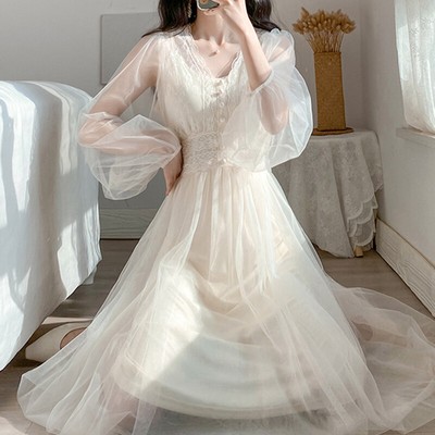 Girls Fairy Mesh Chiffon Dresses A-line 