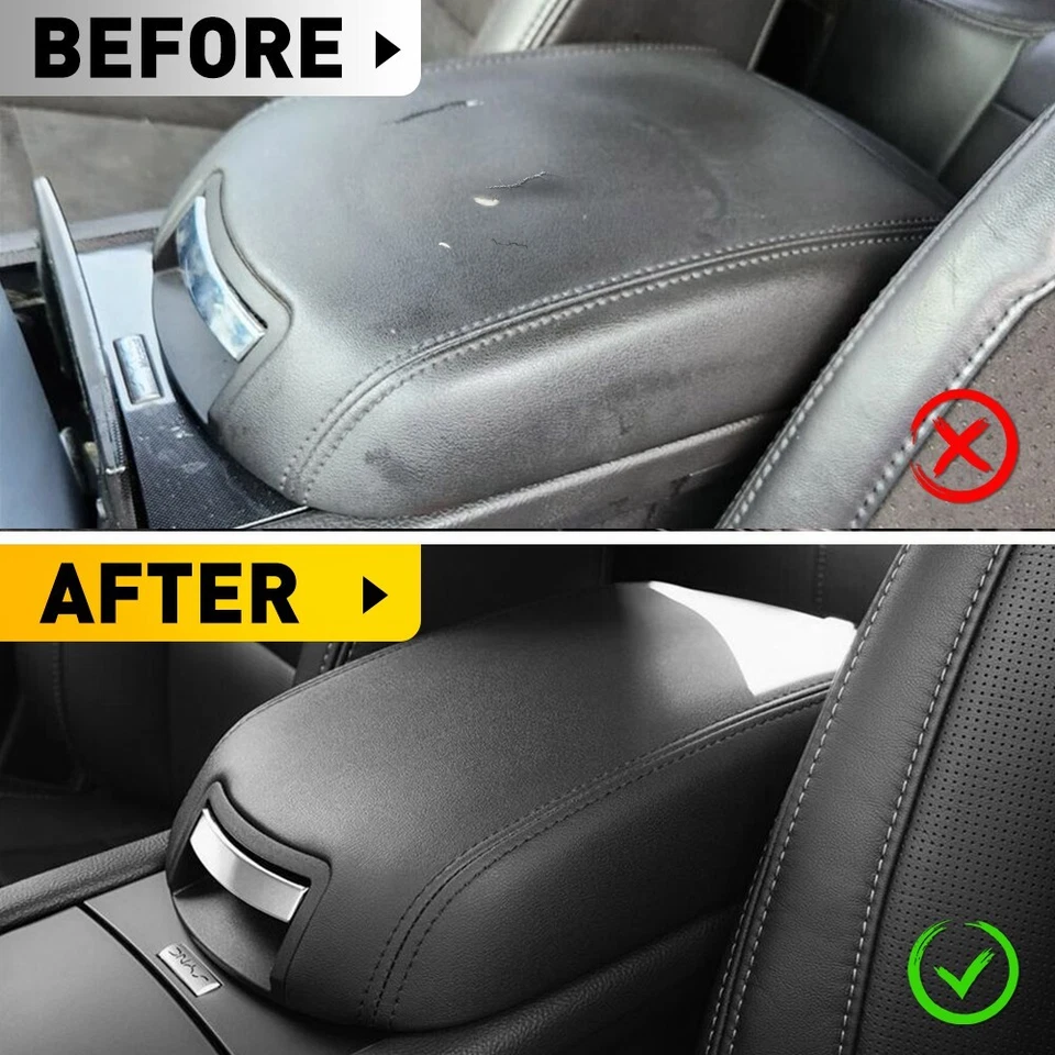 Fits 2010-2019 Ford Taurus Leather Center Console Lid Armrest Cover Stone Black - Image 4 of 4