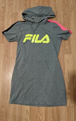 Fila Womens workout Shirt Hoodie Dress Size Medium Pockets | eBay